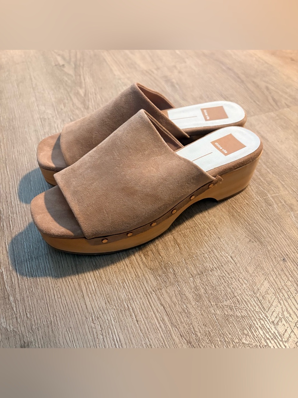 Dolce Vita Dorado Suede Platform Slide Sandals - Taupe